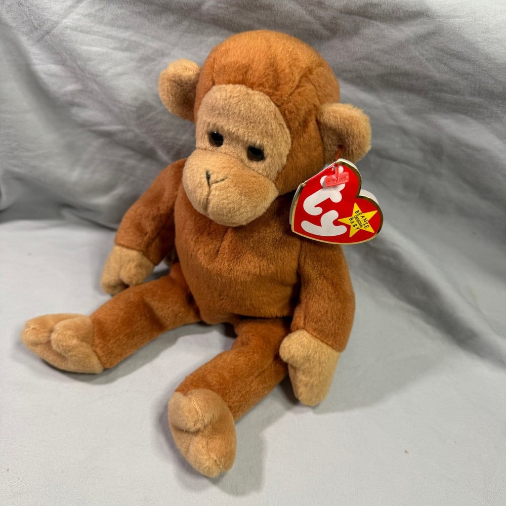 1995 Ty Beanie Babies Bongo Monkey Plush Toy Stuffed Animal Retired‎ PVC Pellets